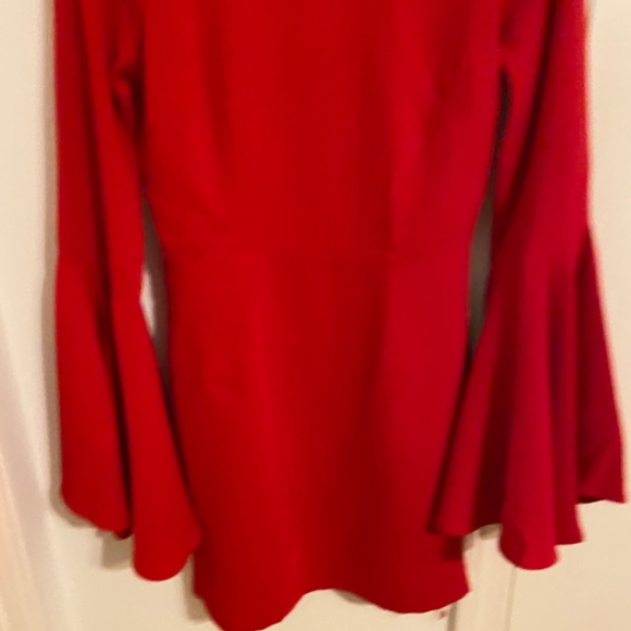 BRAND NEW RED BELL-SLEEVE LULUS DRESS W/ PRICE TAG - Picture 2 of 5
